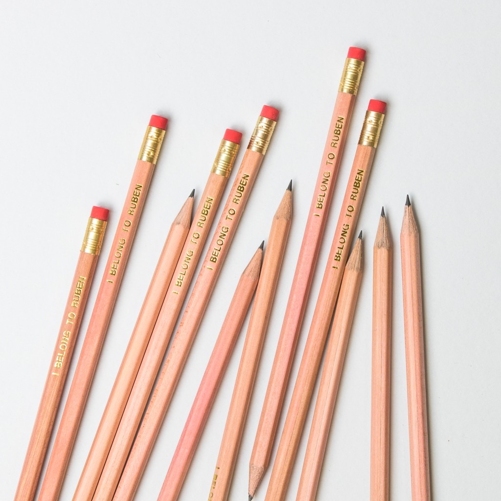 Personalised Natural Wood Graphite Pencils Able Labels
